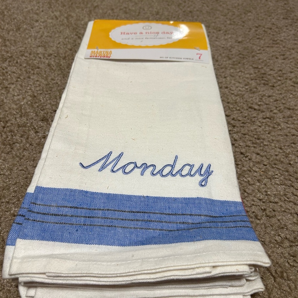Martha Stewart DAYS IF THE WEEK TOWELS